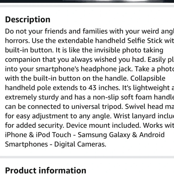 🎉HP🎉Travelocity Connect and Shoot selfie stick black New - Picture 3 of 10